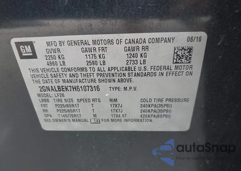 2017 Chevrolet Equinox Ls z USA, uszkodzony, nr VIN 2GNALBEK7H6107316